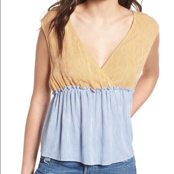 BP Mixed Stripe Tie Back Top Size Medium - Picture 1 of 2